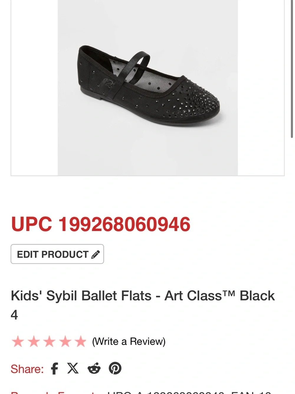 art class Black Crystal-Studded Mary Jane Flats b187s